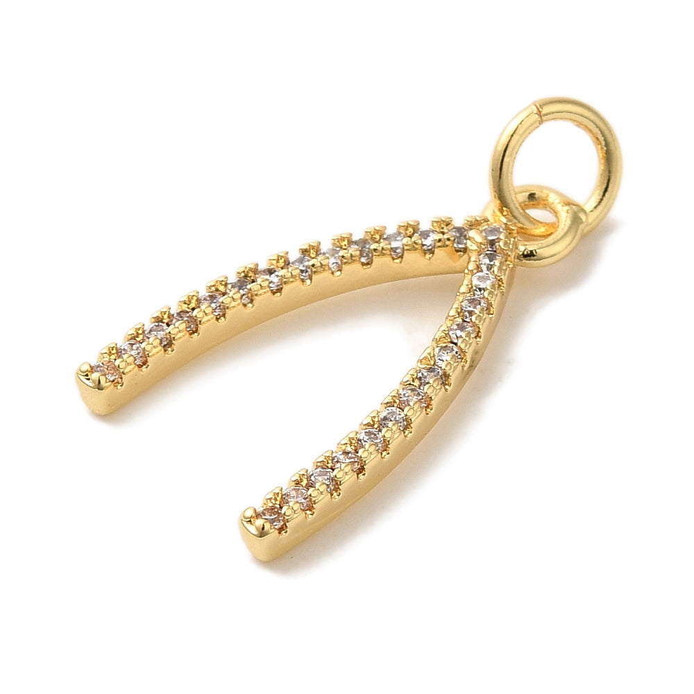 18k Gold Plated Brass Wishbone Charm