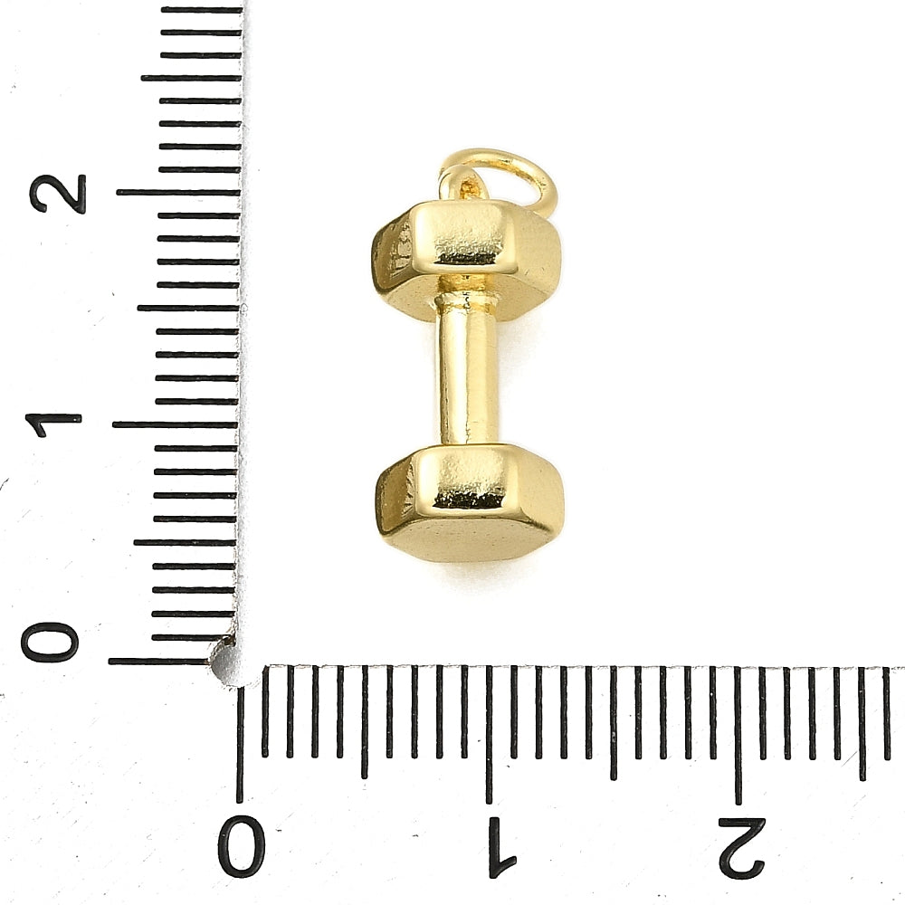 18k Gold Plated Brass Dumbbell Charm
