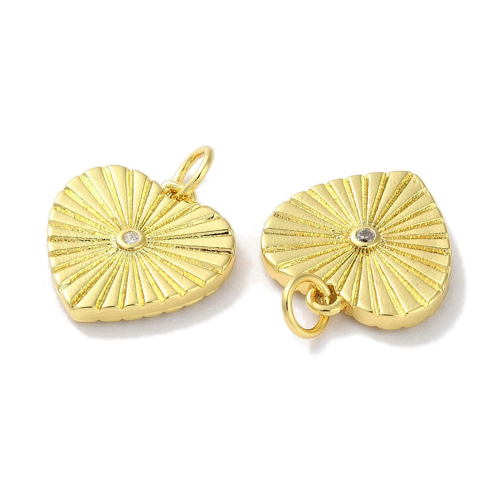18k Gold Plated Brass Diamond Heart Charm