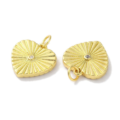 18k Gold Plated Brass Diamond Heart Charm