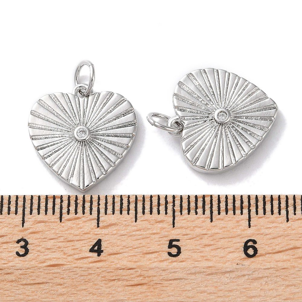 Silver Brass Diamond Heart Charm