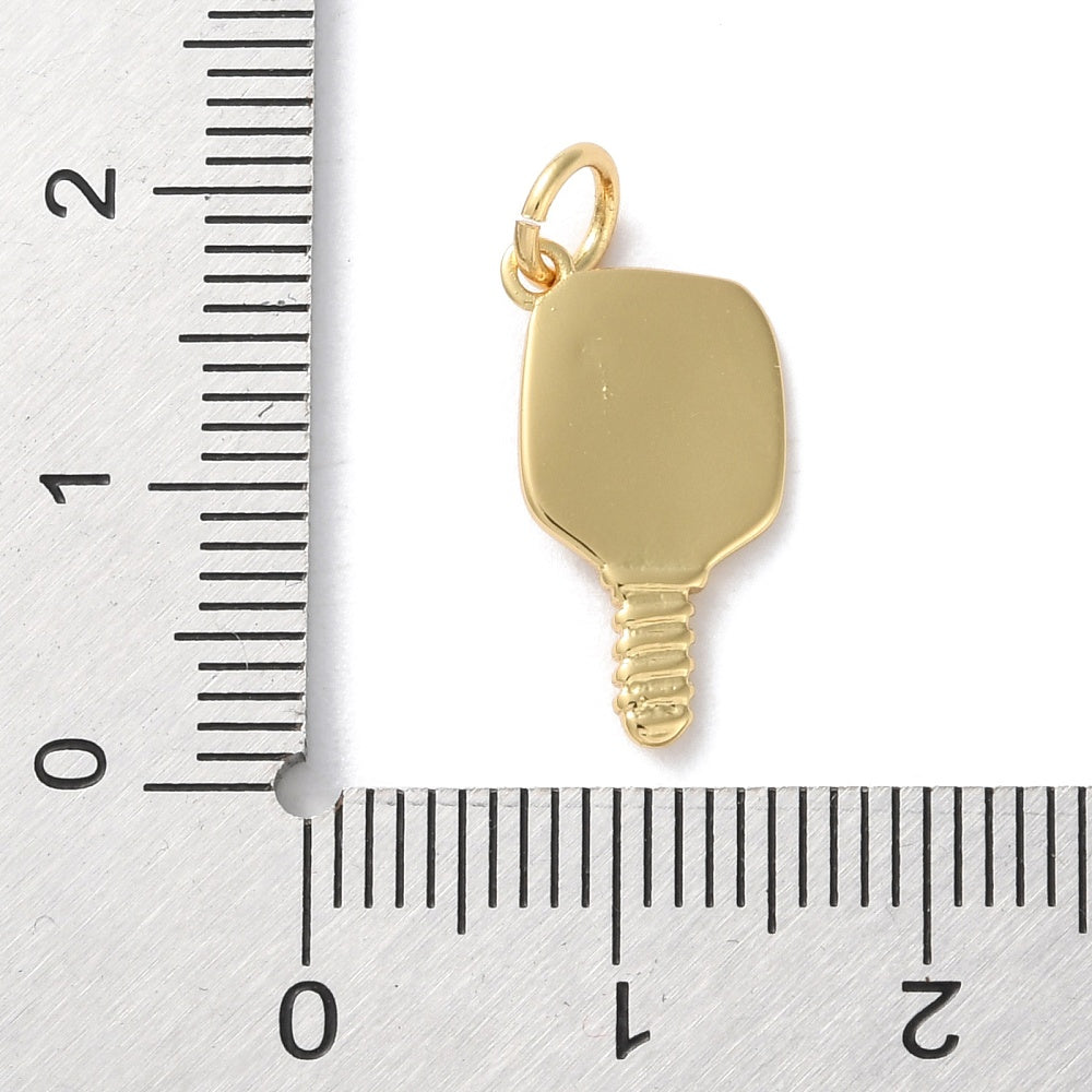 18k Gold Plated Brass Pickleball Paddle Charm