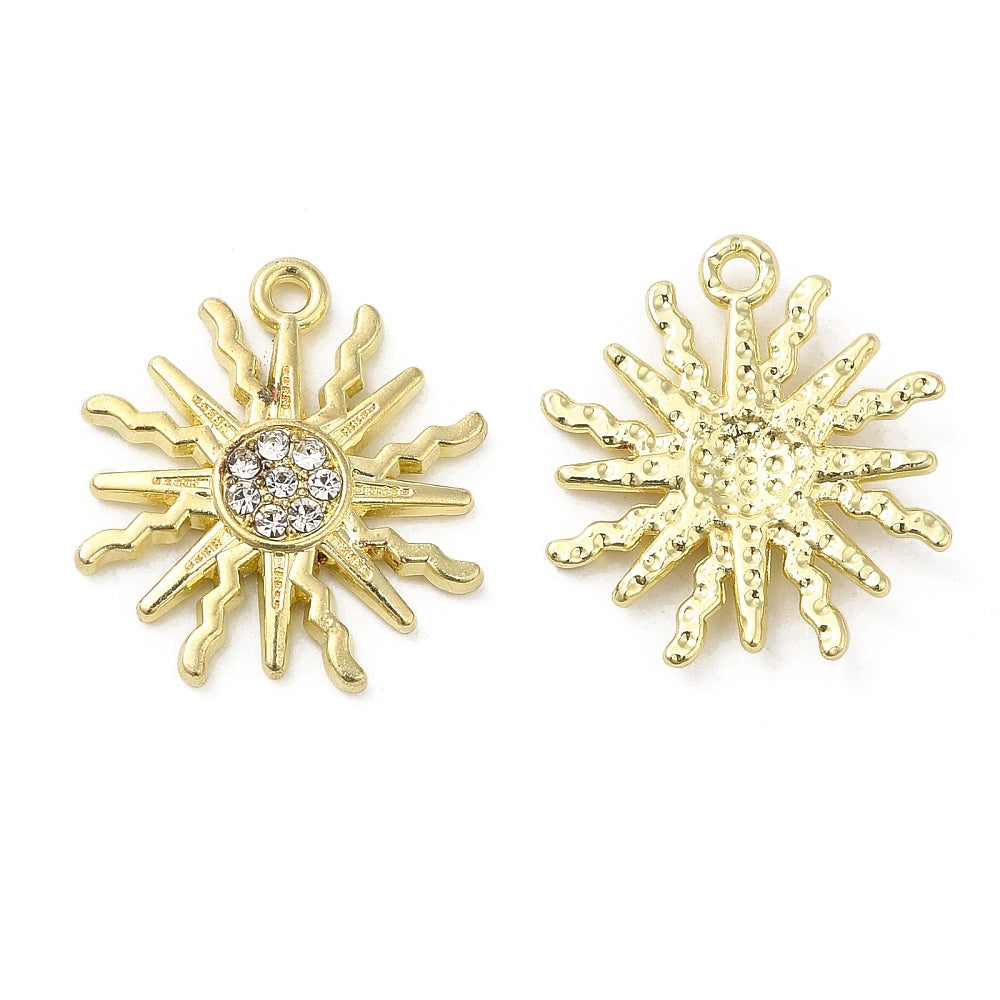 Alloy Rhinestone Sun Charm