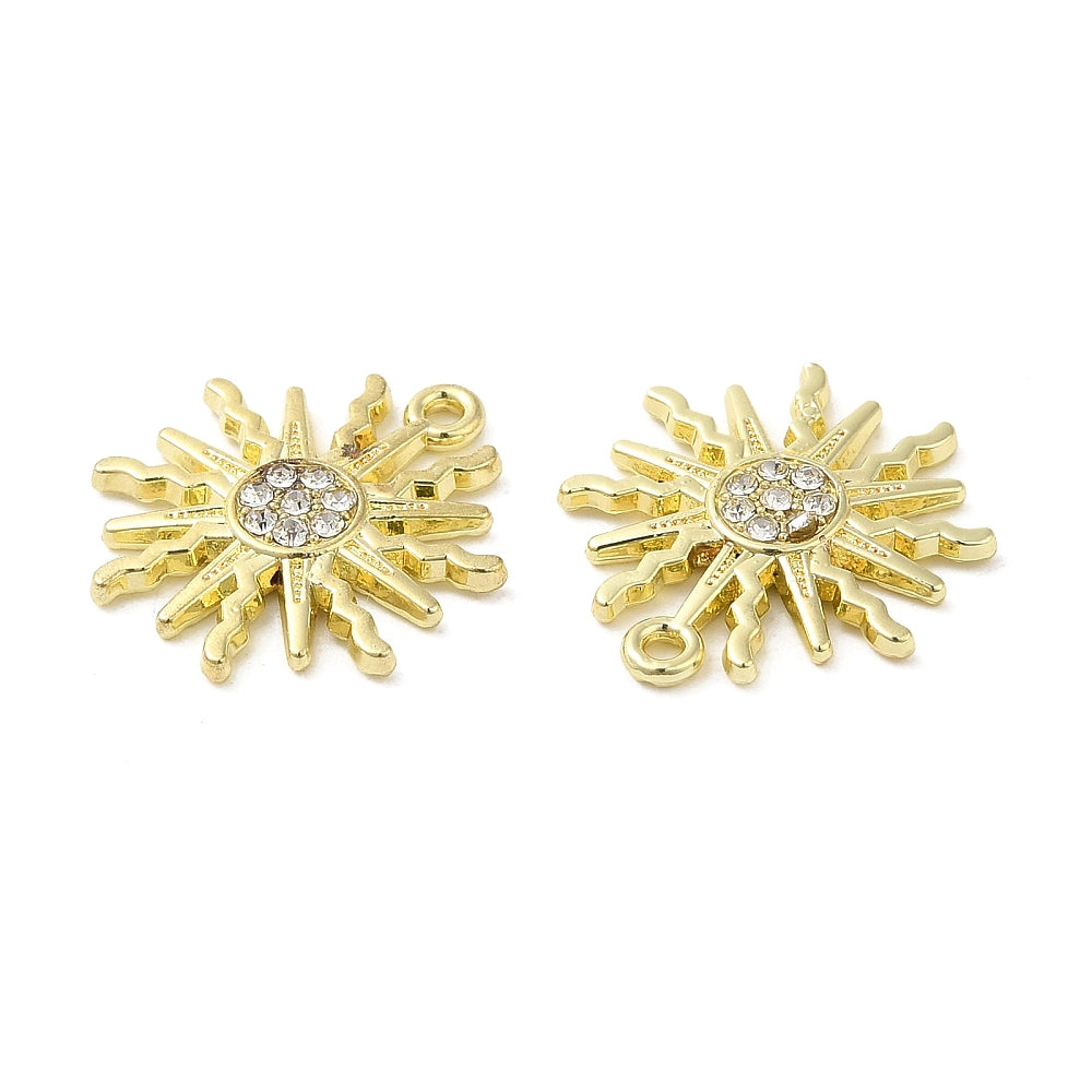 Alloy Rhinestone Sun Charm