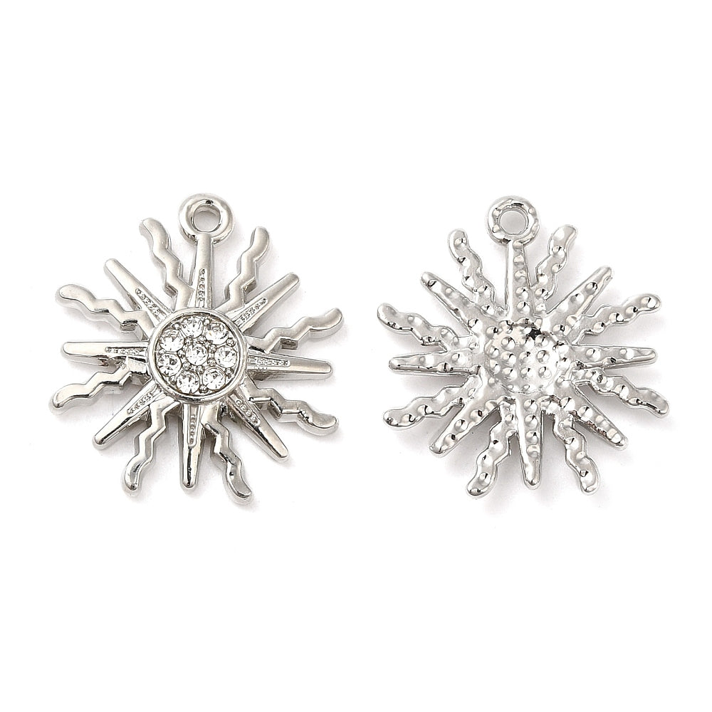 Alloy Rhinestone Sun Charm