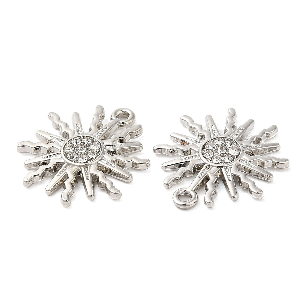 Alloy Rhinestone Sun Charm