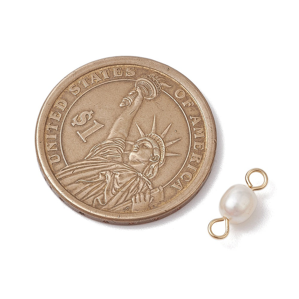 Gold Stainless Steel Freshwater Pearl Connector Charm