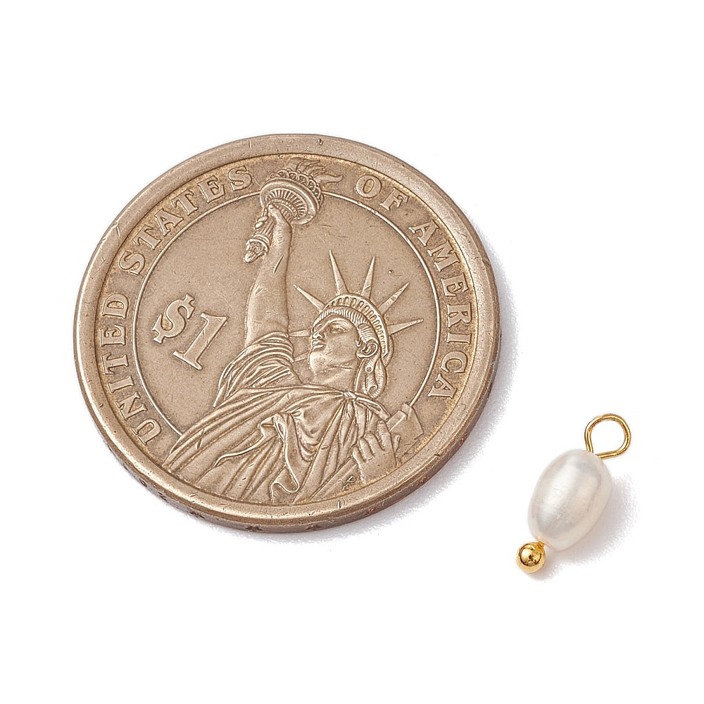 Mini Gold Freshwater Pearl Charm