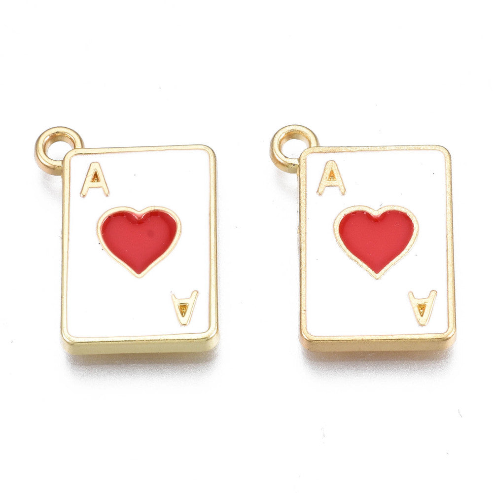 Gold Alloy Heart Poker Card Charm