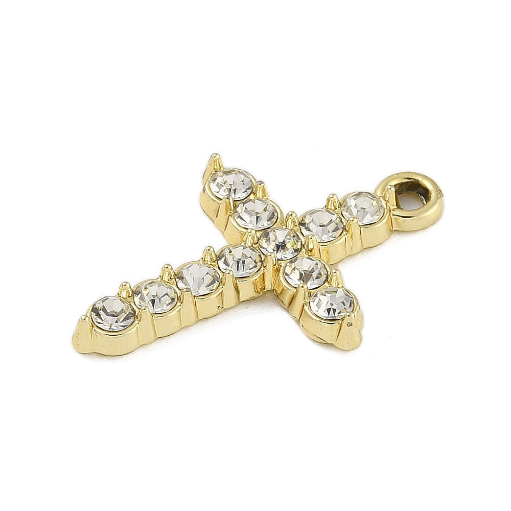 Alloy Rhinestone Cross Charm