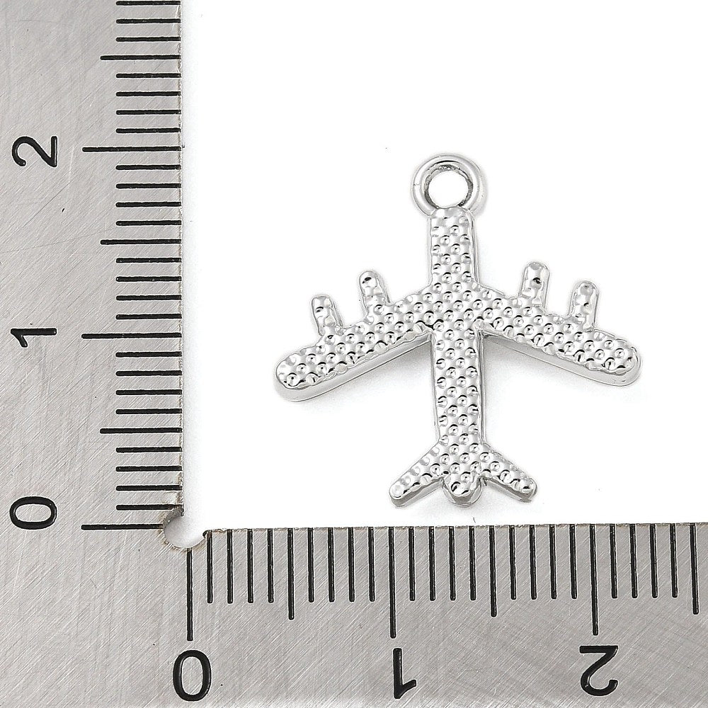 Alloy Rhinestone Airplane Charm