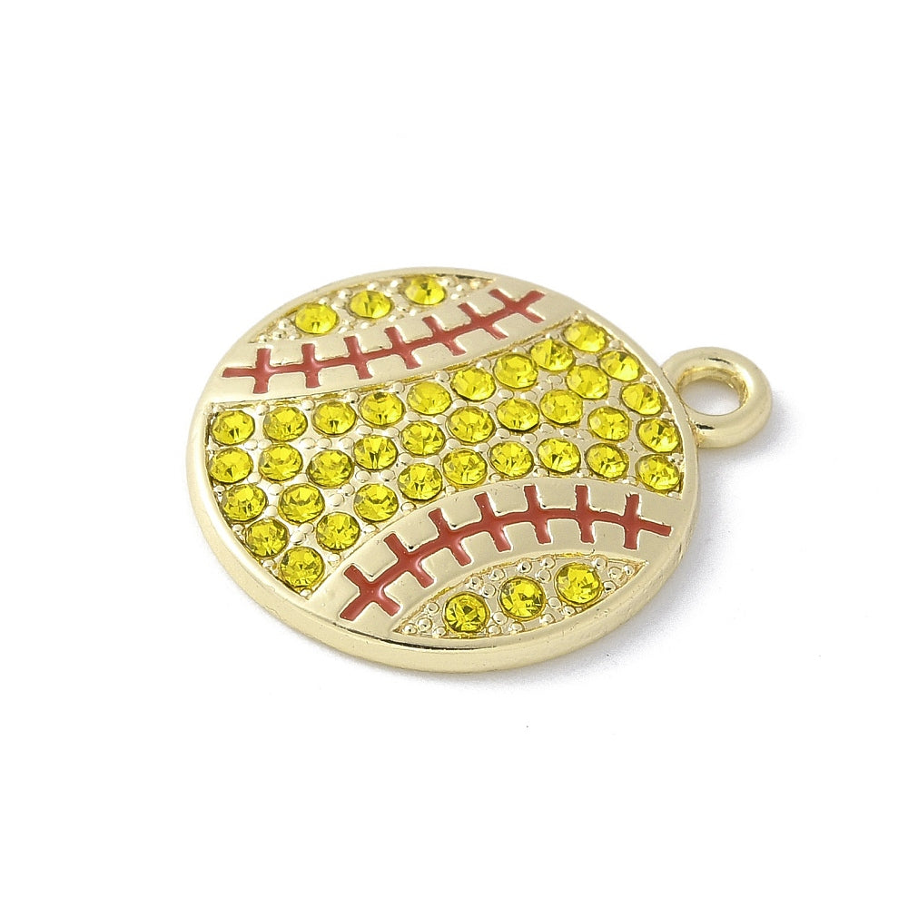 Gold Alloy Rhinestone Sports Charm