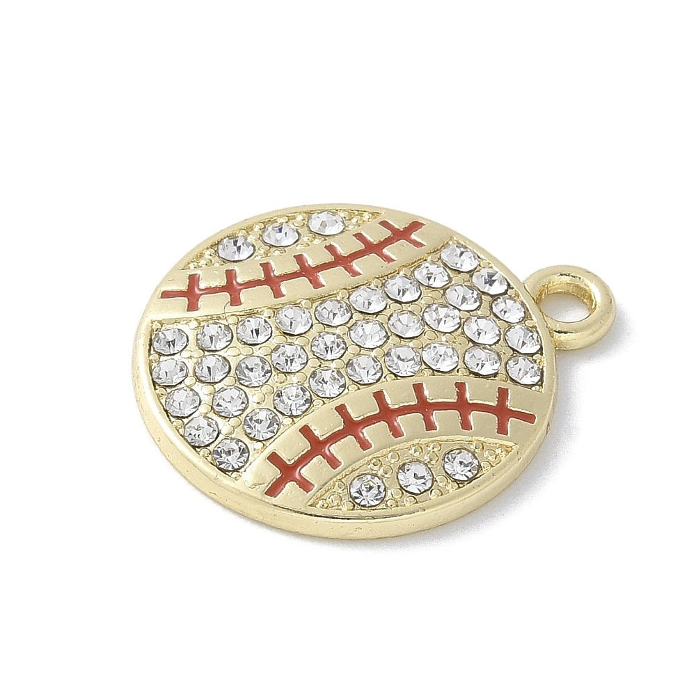 Gold Alloy Rhinestone Sports Charm