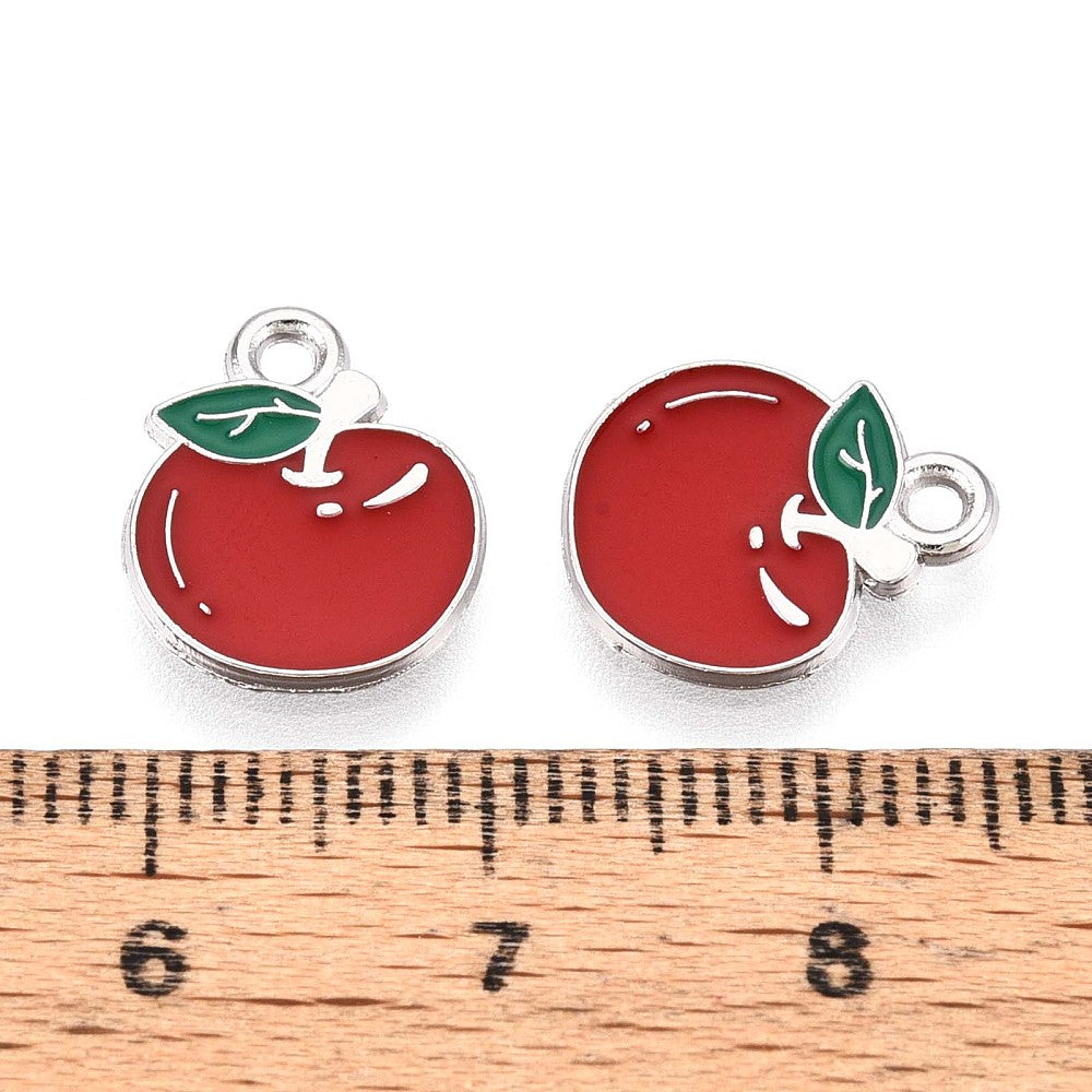 Alloy Red Apple Charm