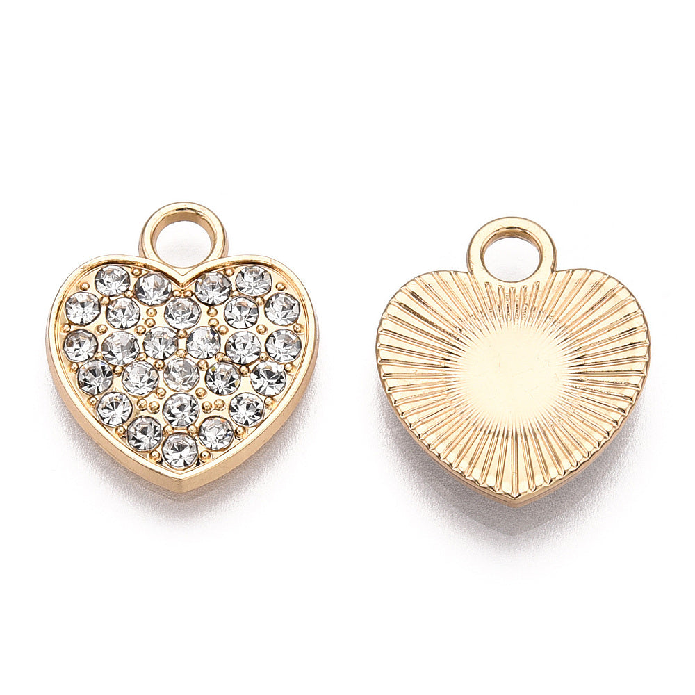 Alloy Rhinestone Heart Charm