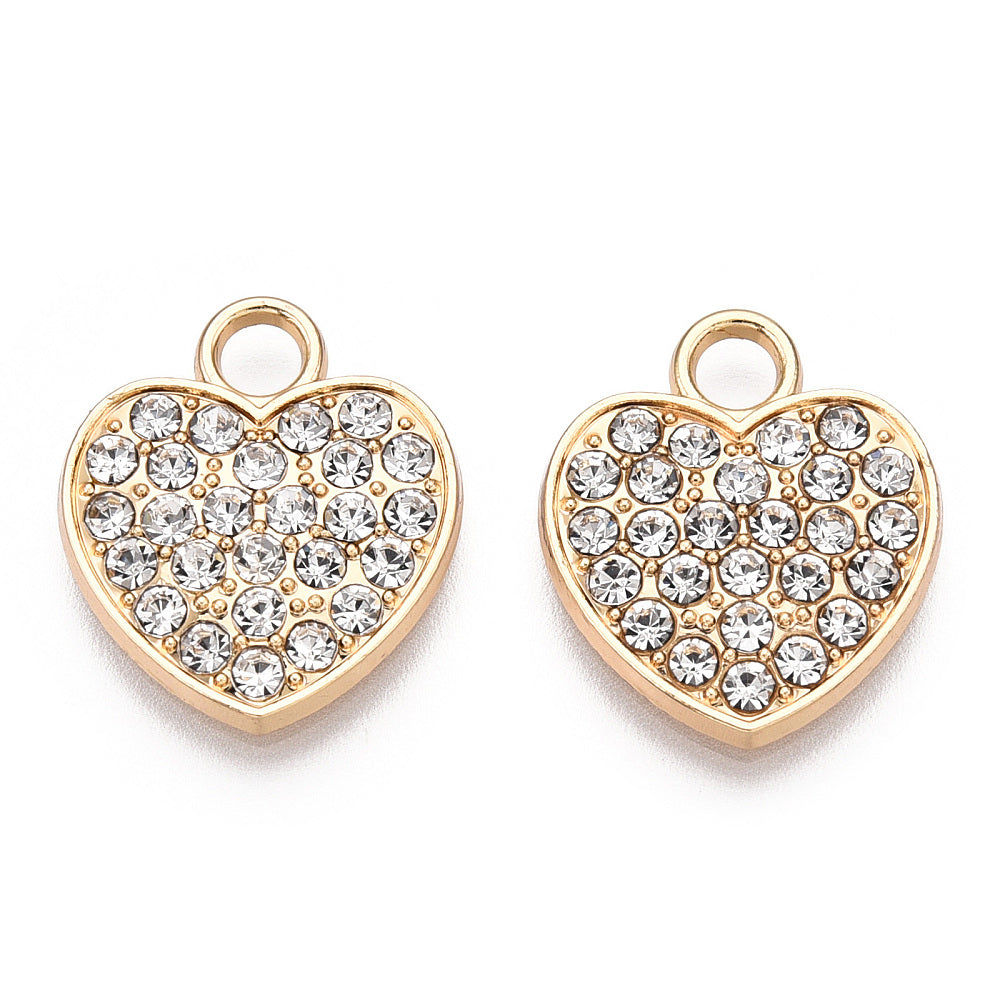 Alloy Rhinestone Heart Charm