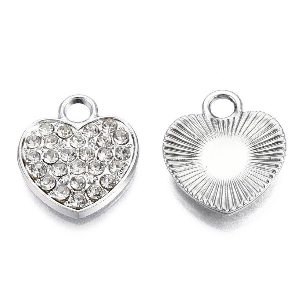 Alloy Rhinestone Heart Charm