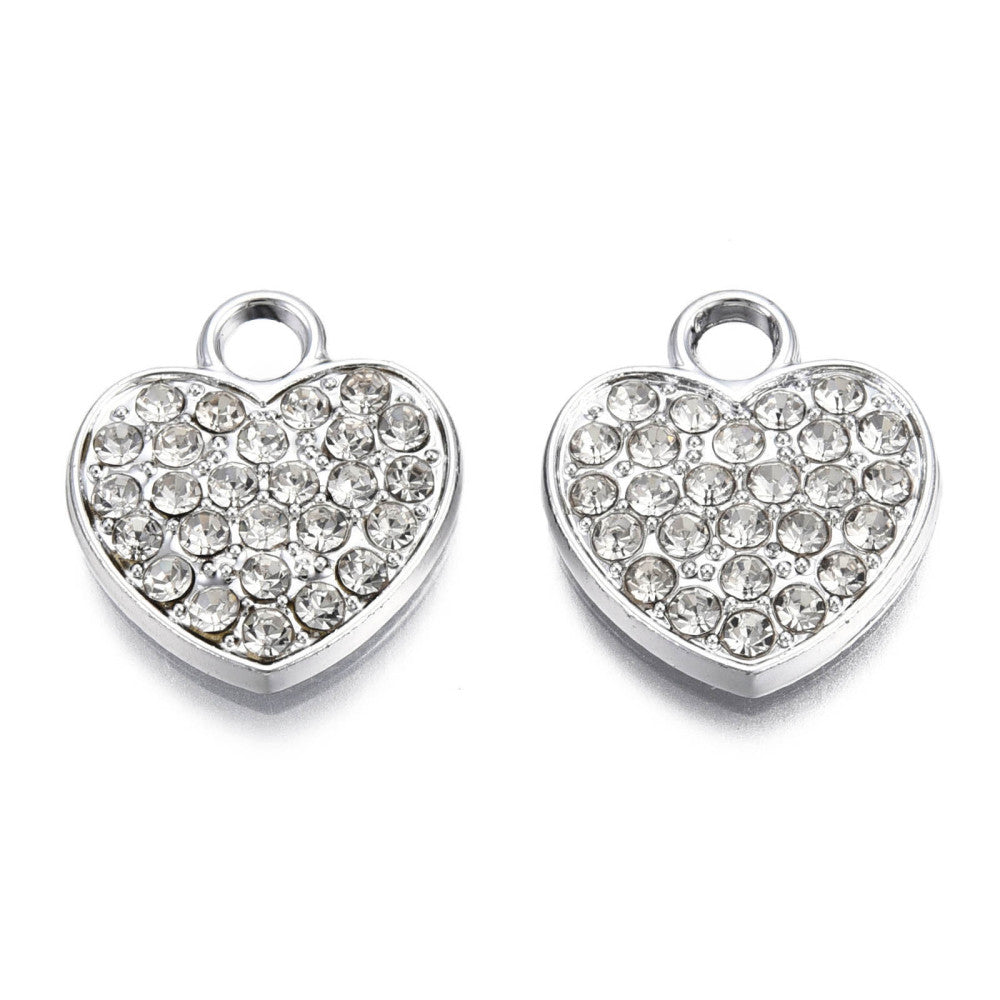 Alloy Rhinestone Heart Charm