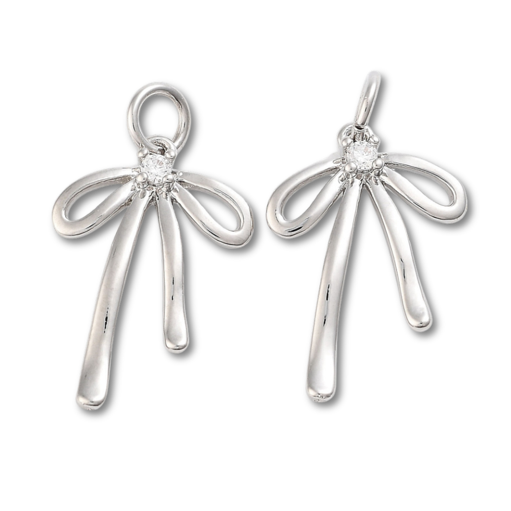 Silver Brass Bow Charm
