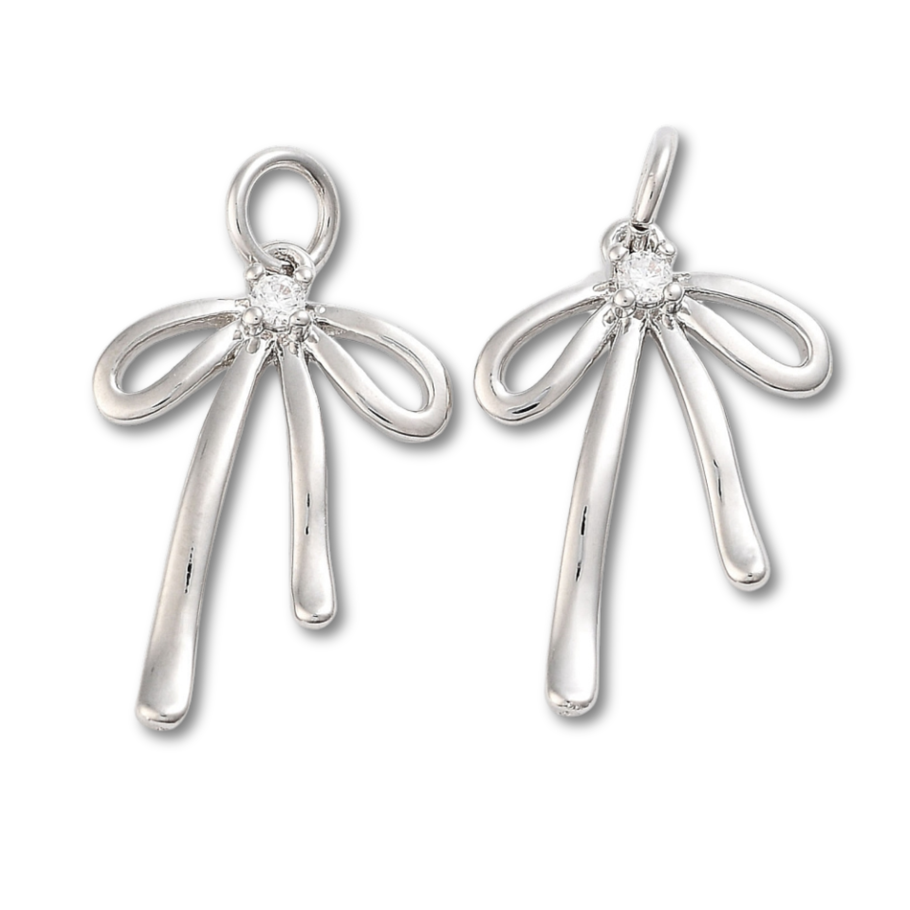Silver Brass Bow Charm