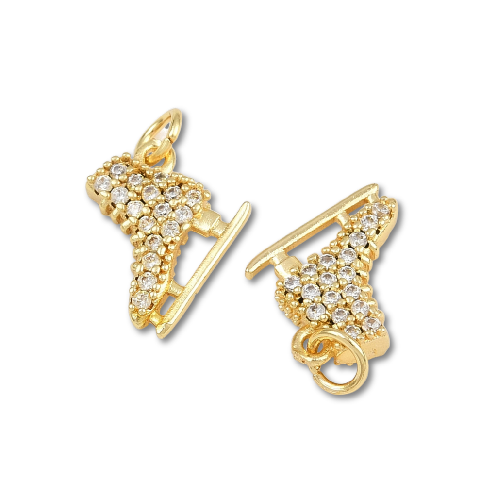 18k Gold Plated Brass Ice Skate Charm