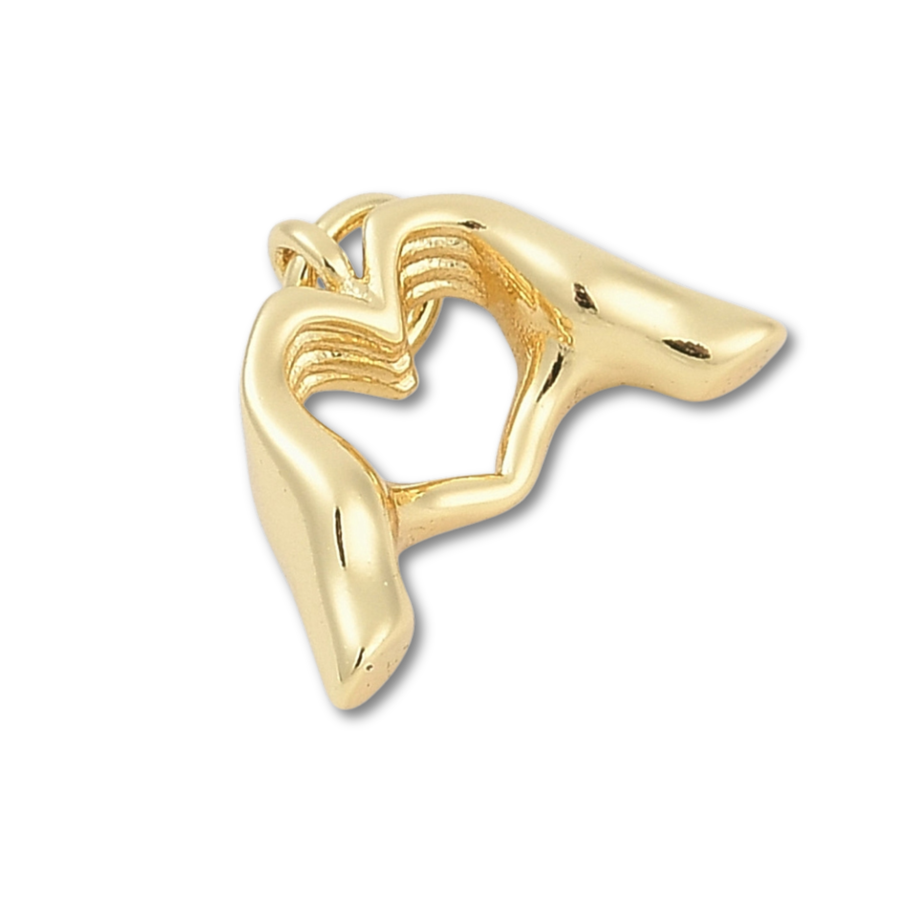 18k Gold Plated Brass Heart Hands Charm