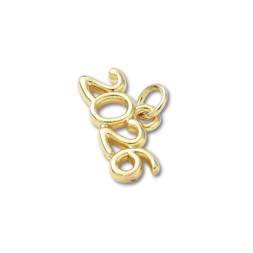18k Gold Plated Brass Year 2026 Charm
