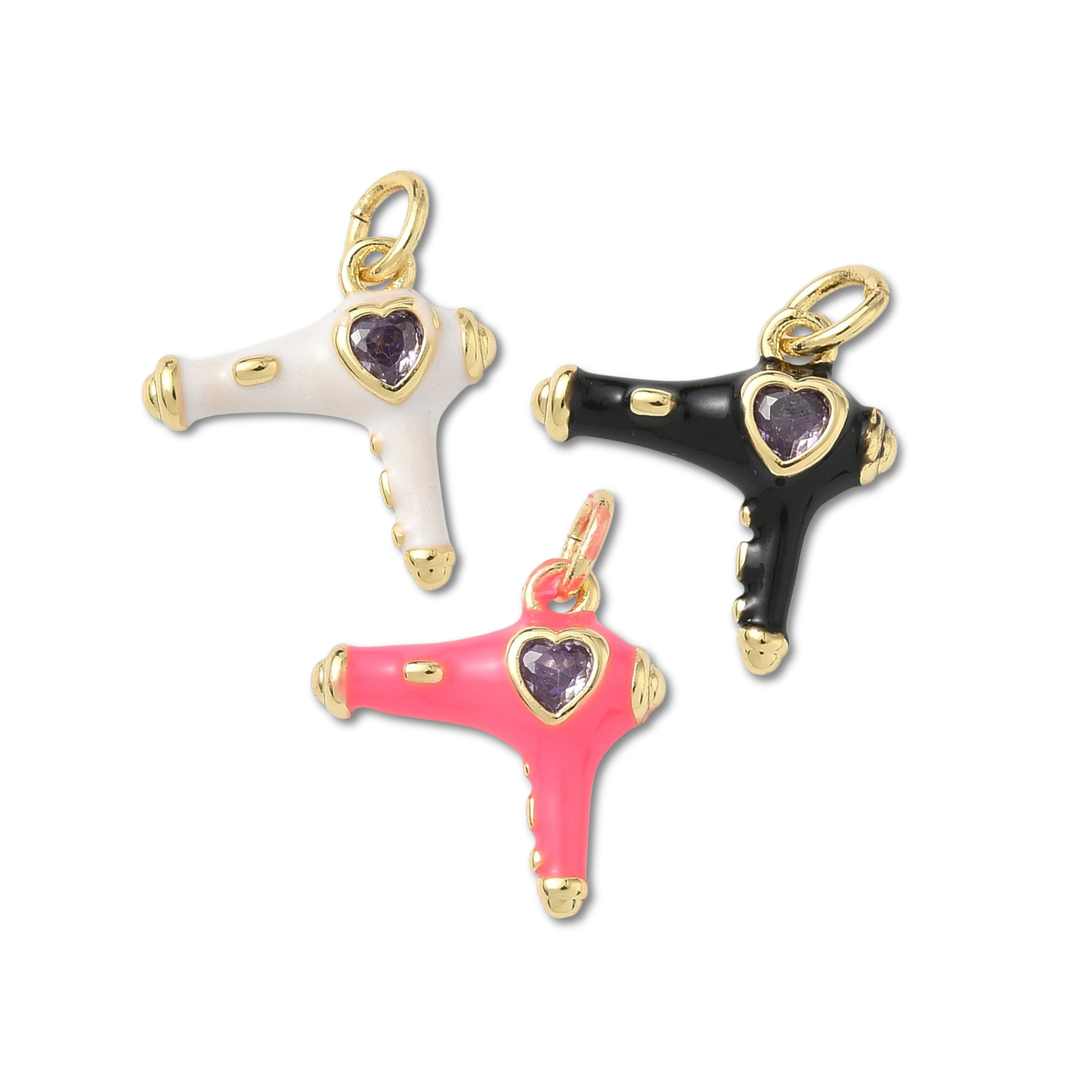 18k Gold Plated Brass Hair Dryer Charm
