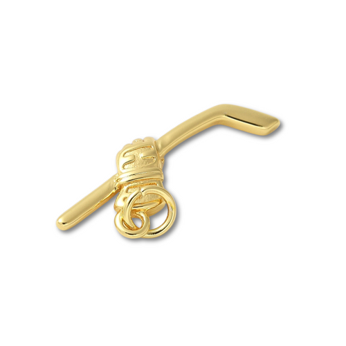 18k Gold Plated Brass Hockey Charm