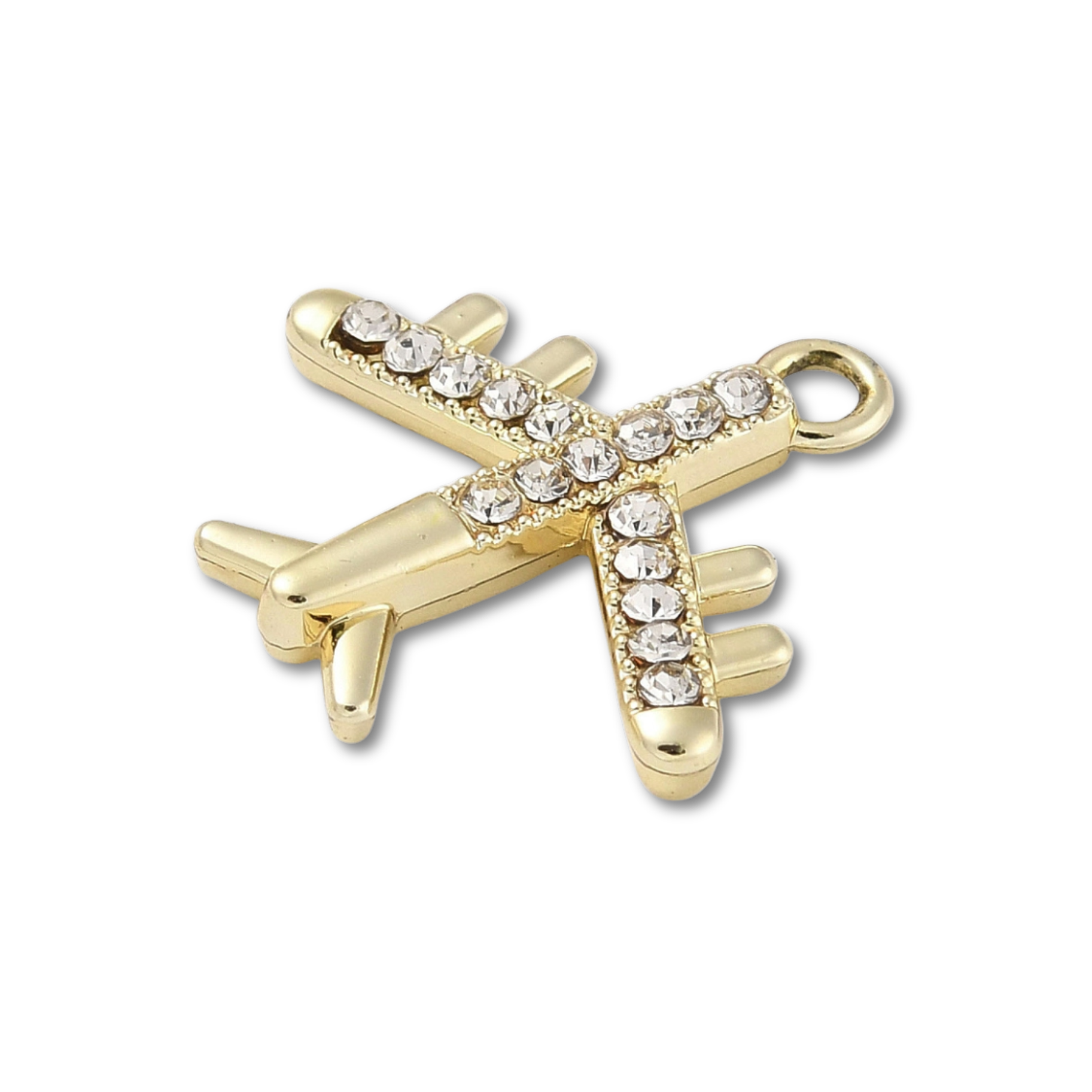 Alloy Rhinestone Airplane Charm
