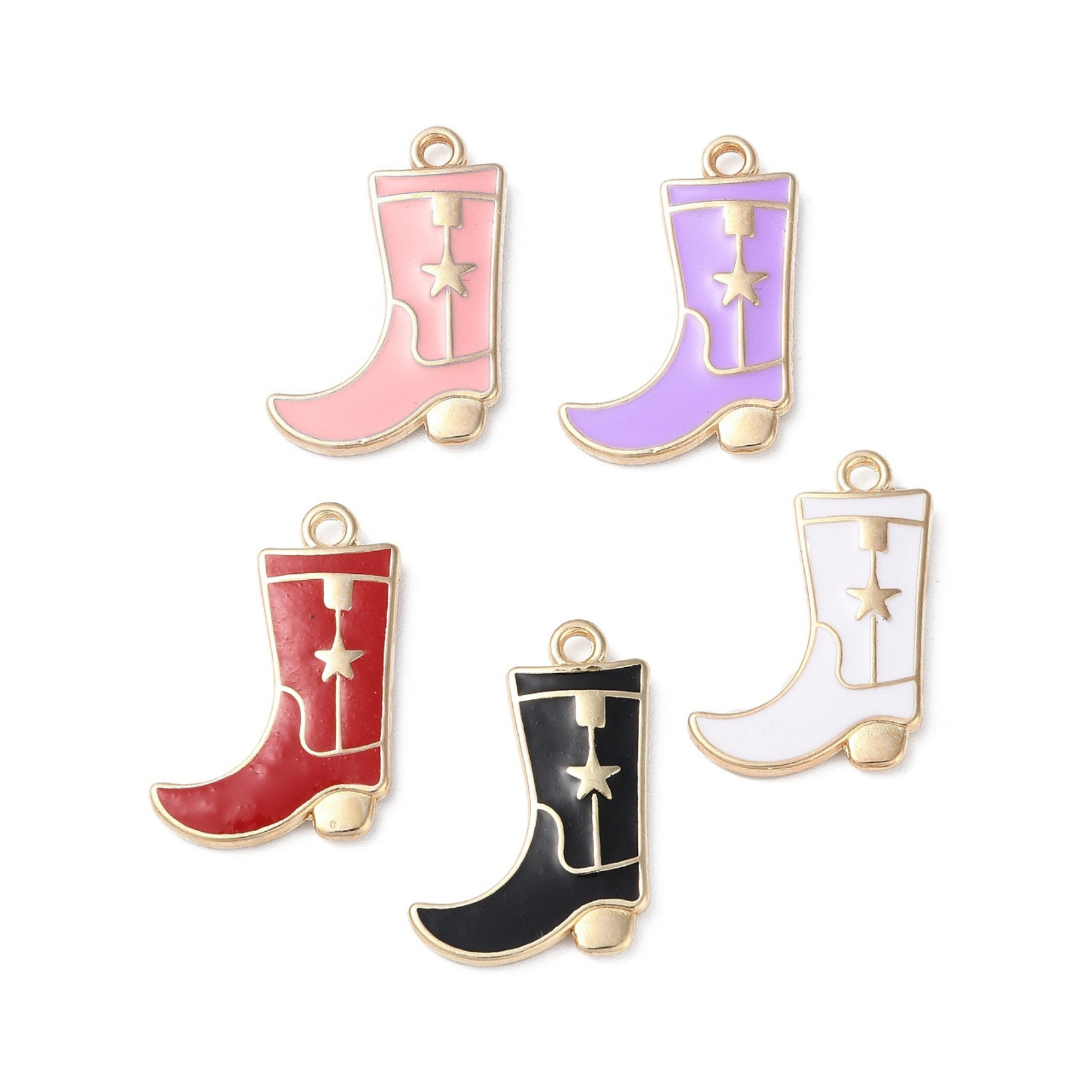 Gold Alloy Assorted Cowboy Boot Star Charm