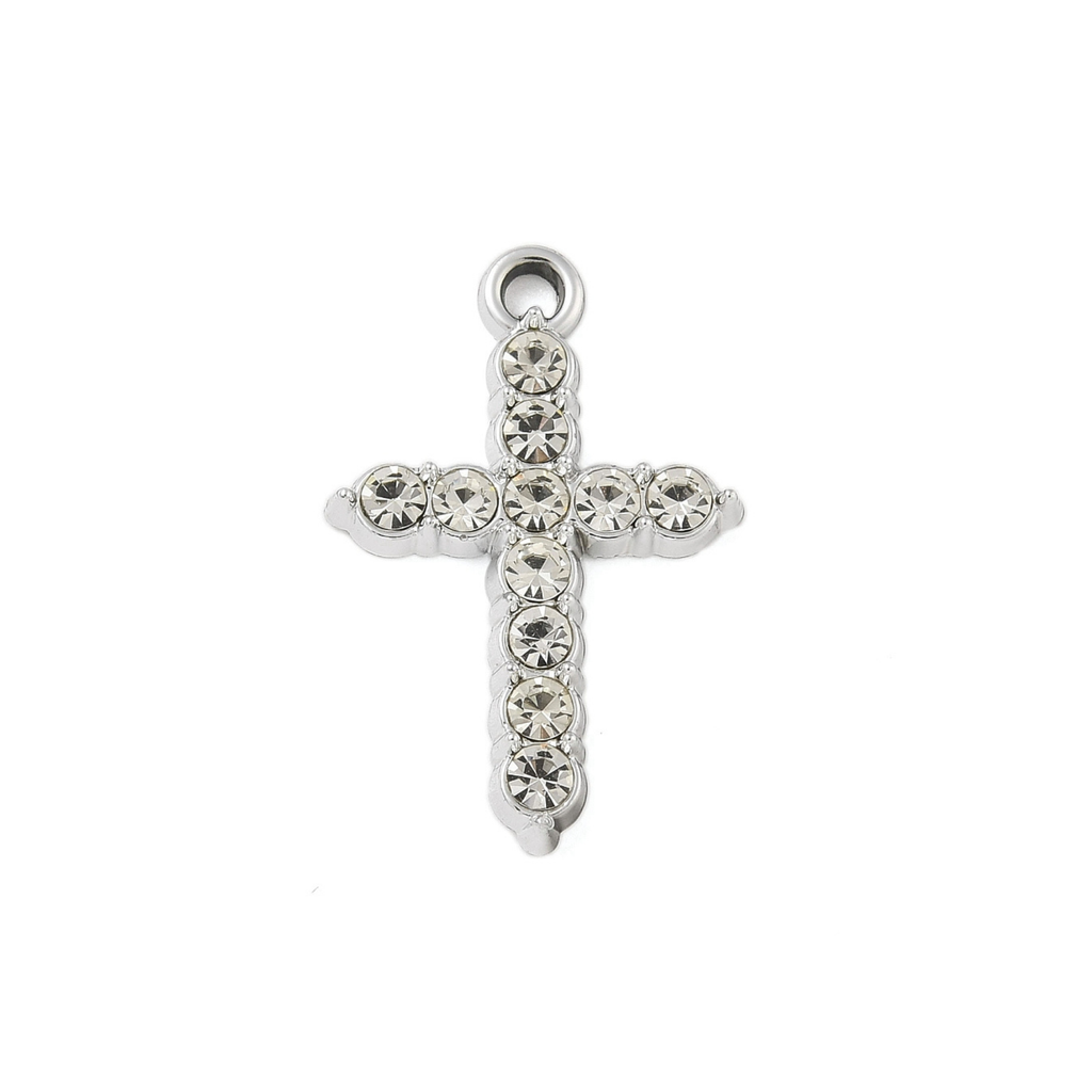 Alloy Rhinestone Cross Charm