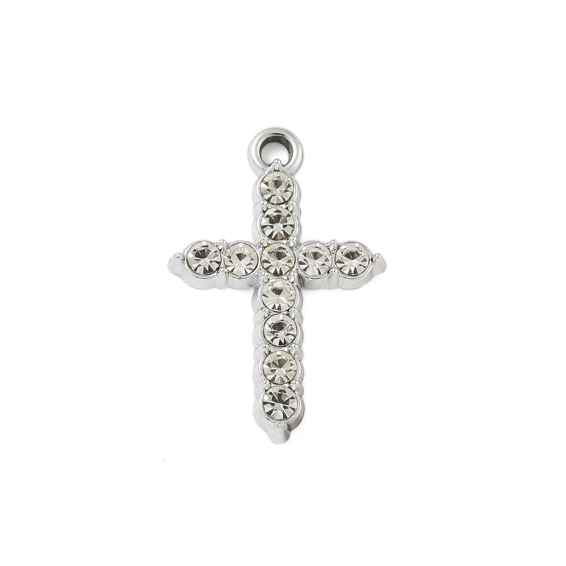 Alloy Rhinestone Cross Charm