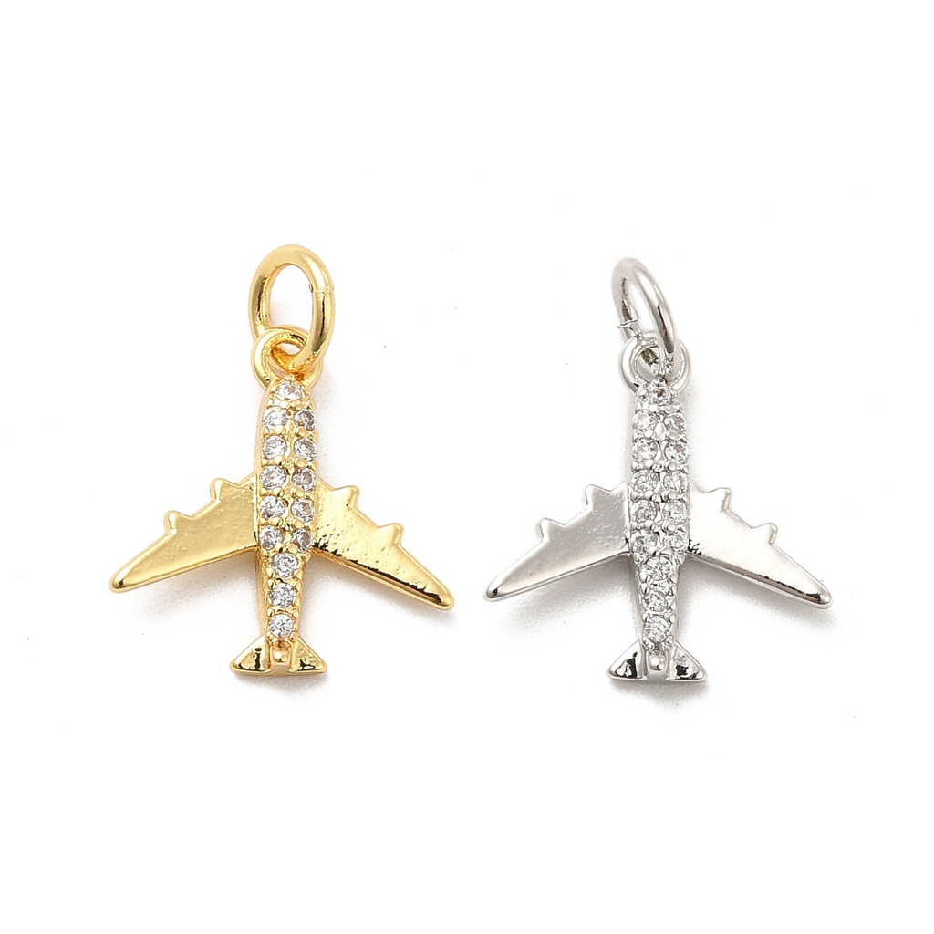 18k Gold Plated Brass Airplane Charm