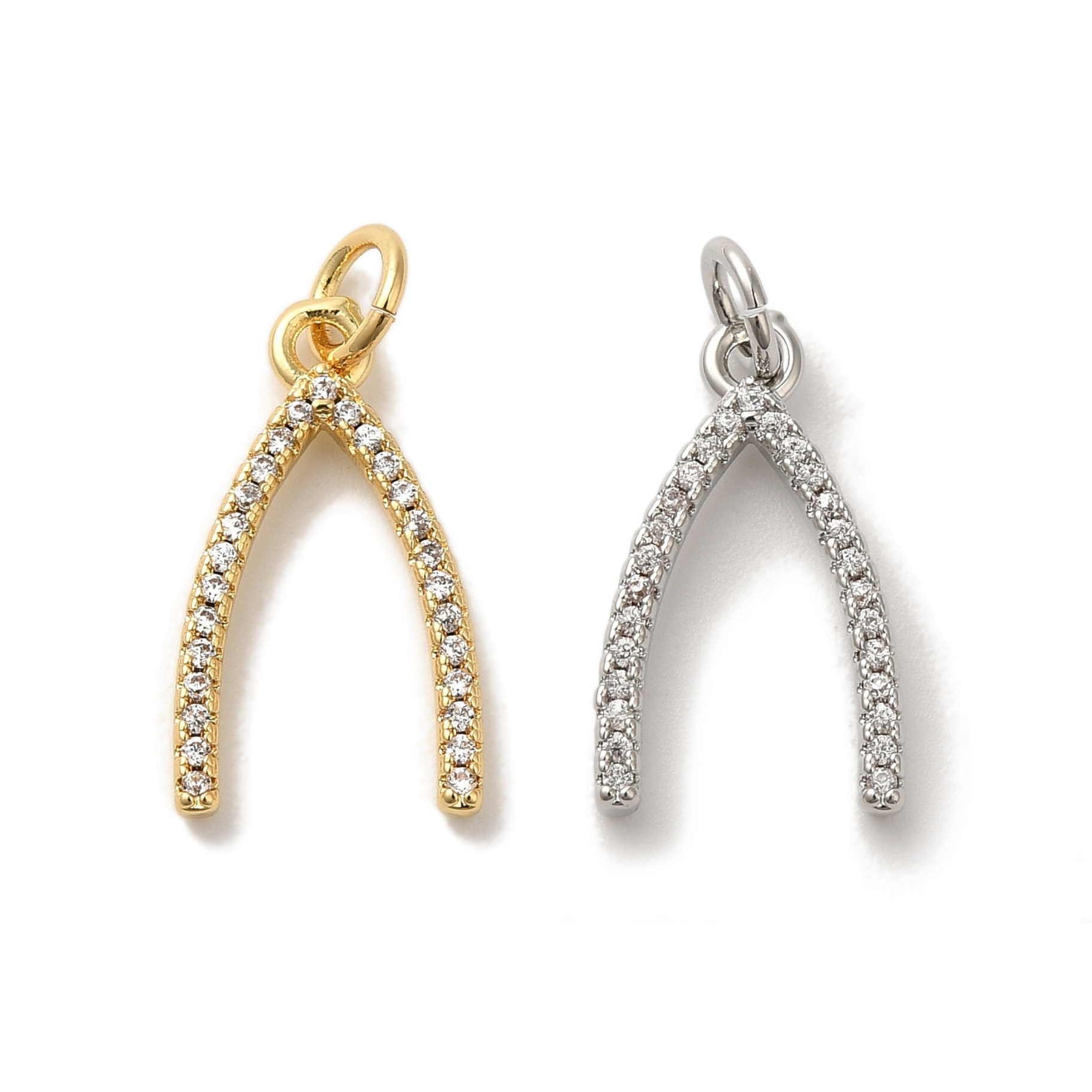 18k Gold Plated Brass Wishbone Charm