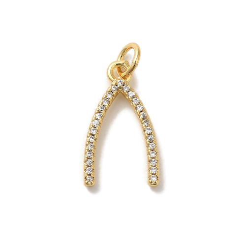 18k Gold Plated Brass Wishbone Charm