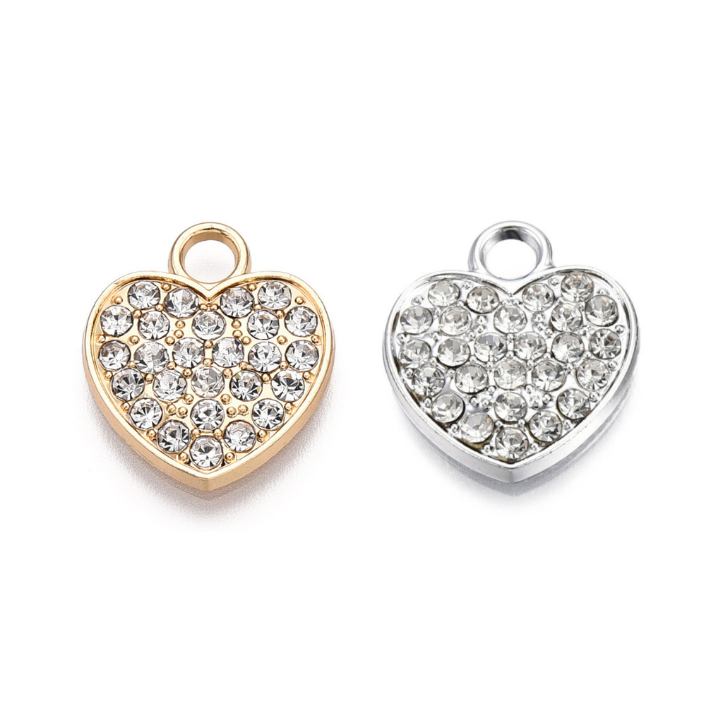 Alloy Rhinestone Heart Charm