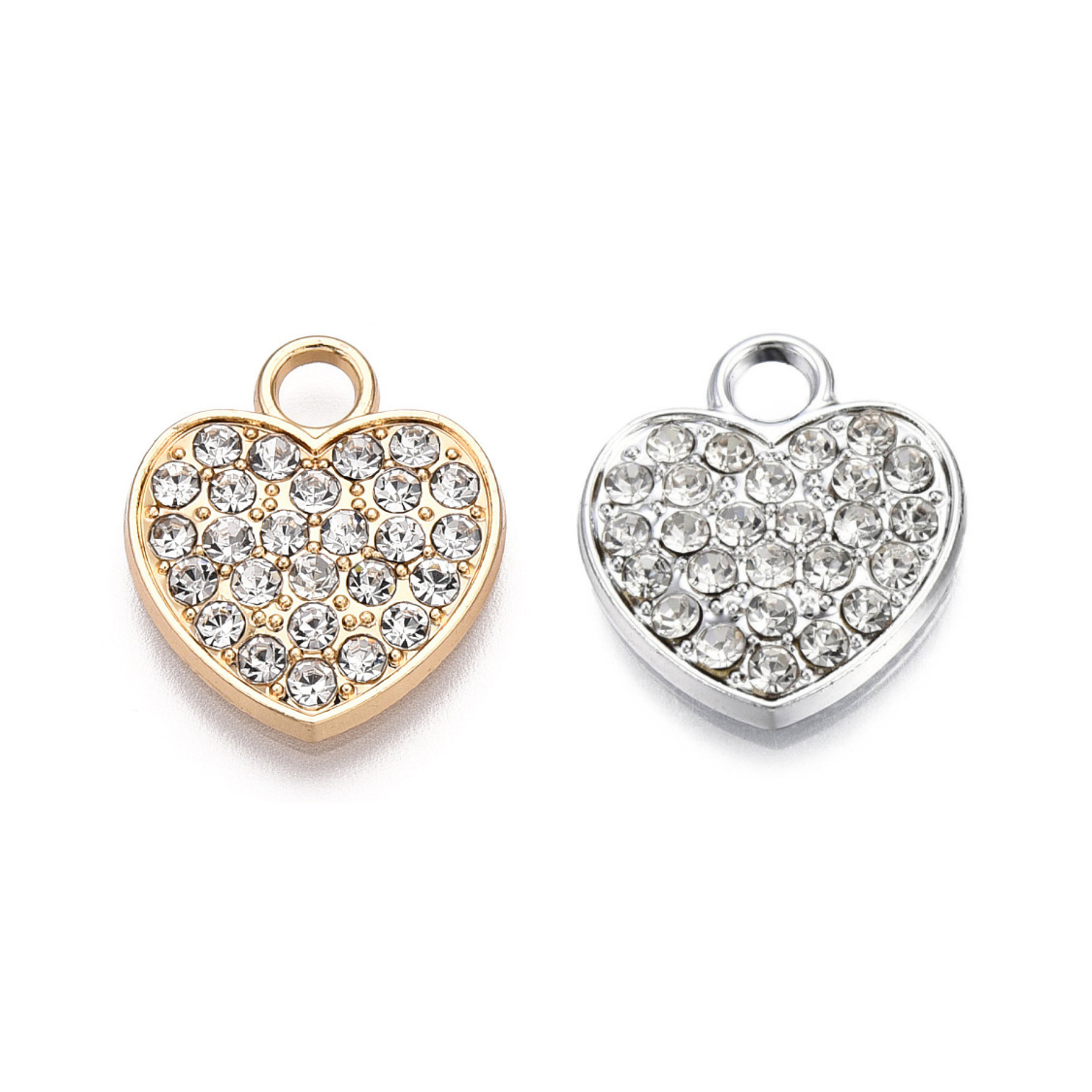 Alloy Rhinestone Heart Charm