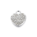 Silver Alloy Rhinestone Heart Charm