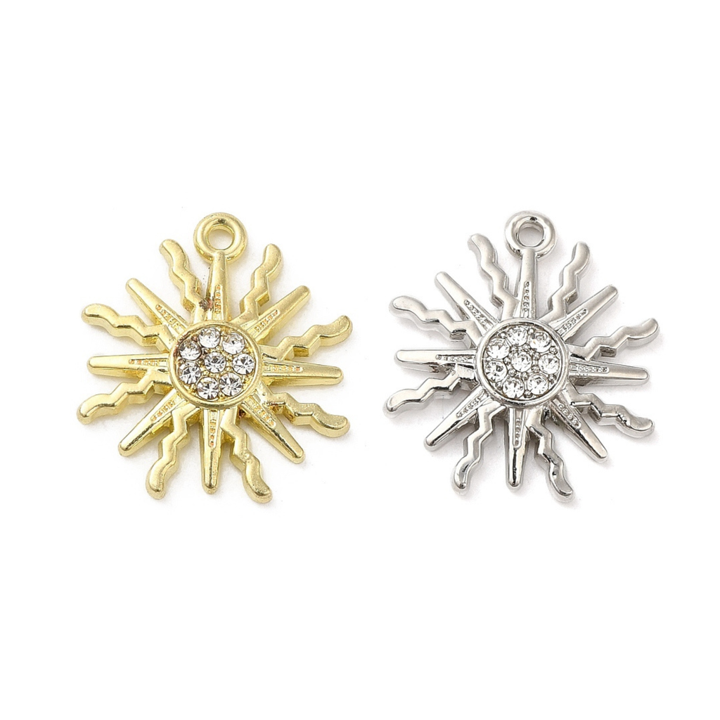 Alloy Rhinestone Sun Charm