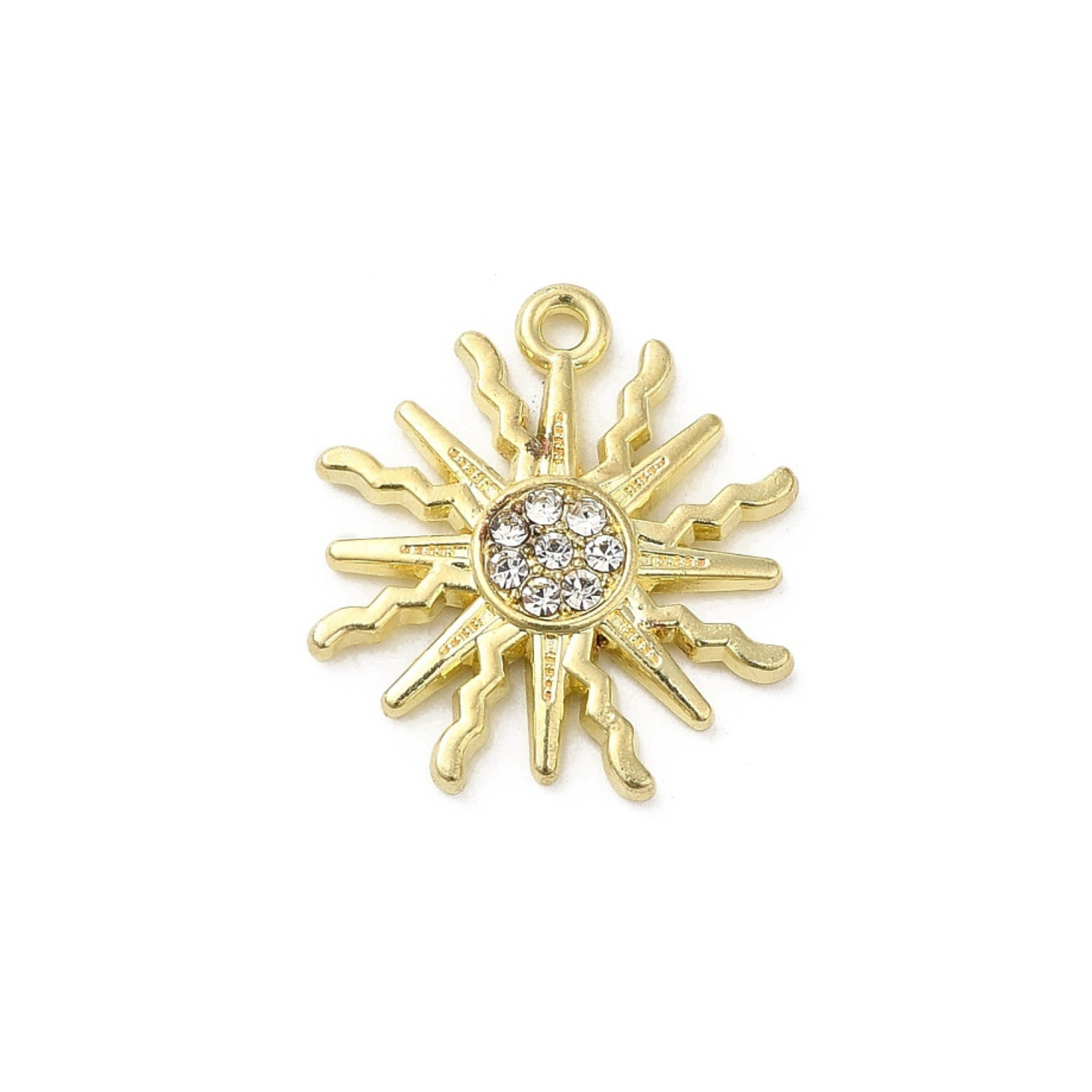 Alloy Rhinestone Sun Charm