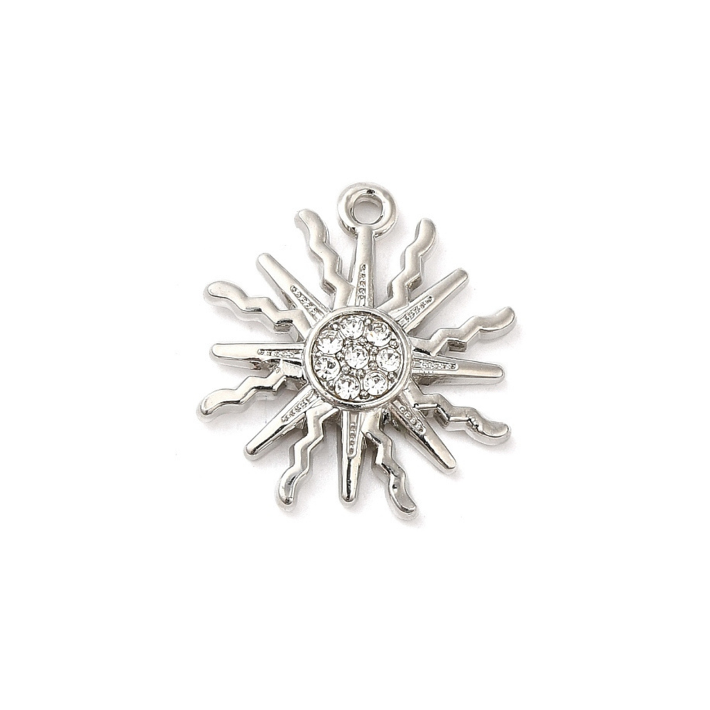 Alloy Rhinestone Sun Charm