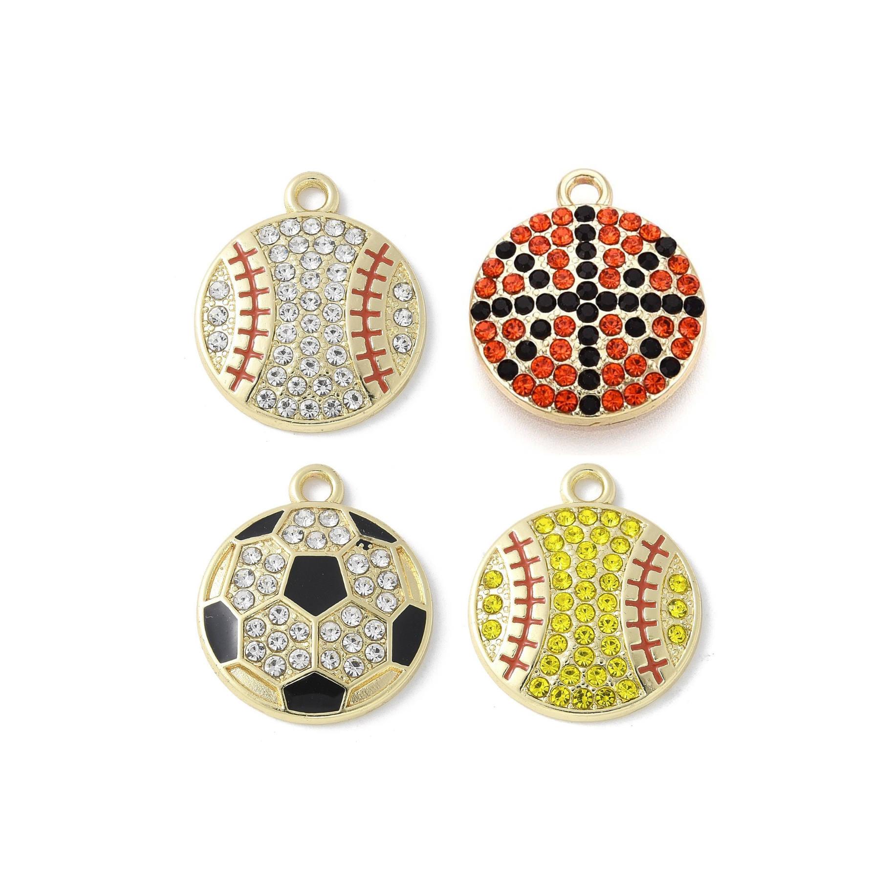 Gold Alloy Rhinestone Sports Charm
