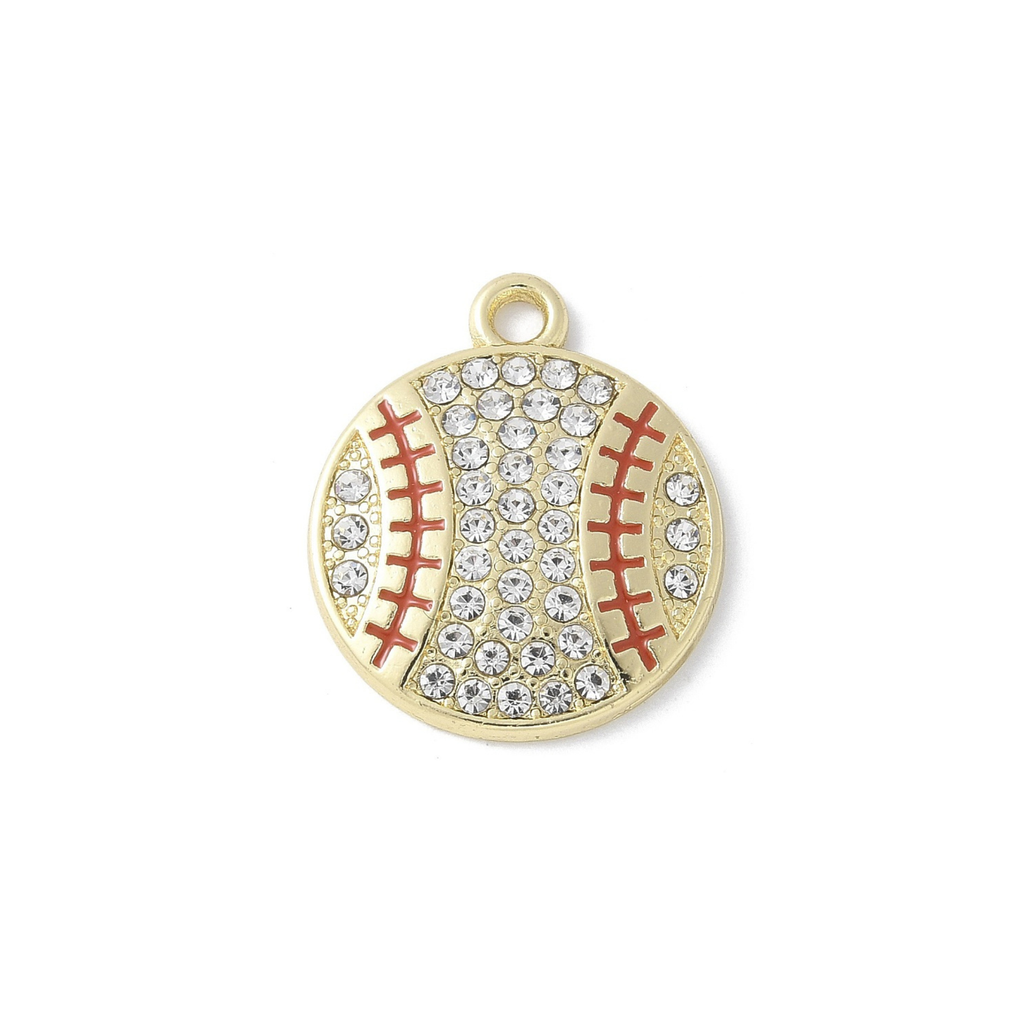 Gold Alloy Rhinestone Sports Charm