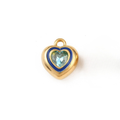 18k Gold PVD Stainless Steel Rhinestone Heart Charm