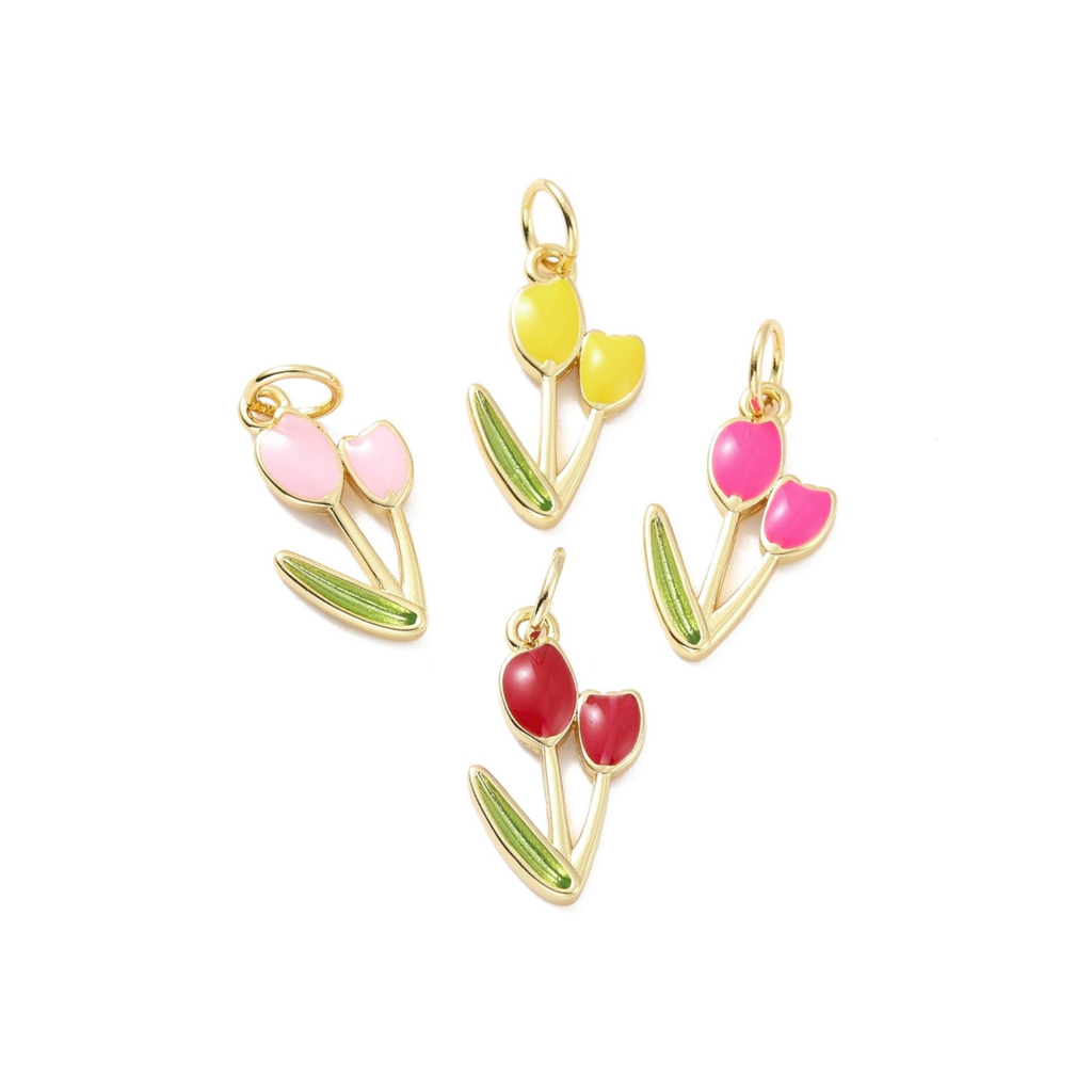 18k Gold Plated Brass Assorted Tulip Charm