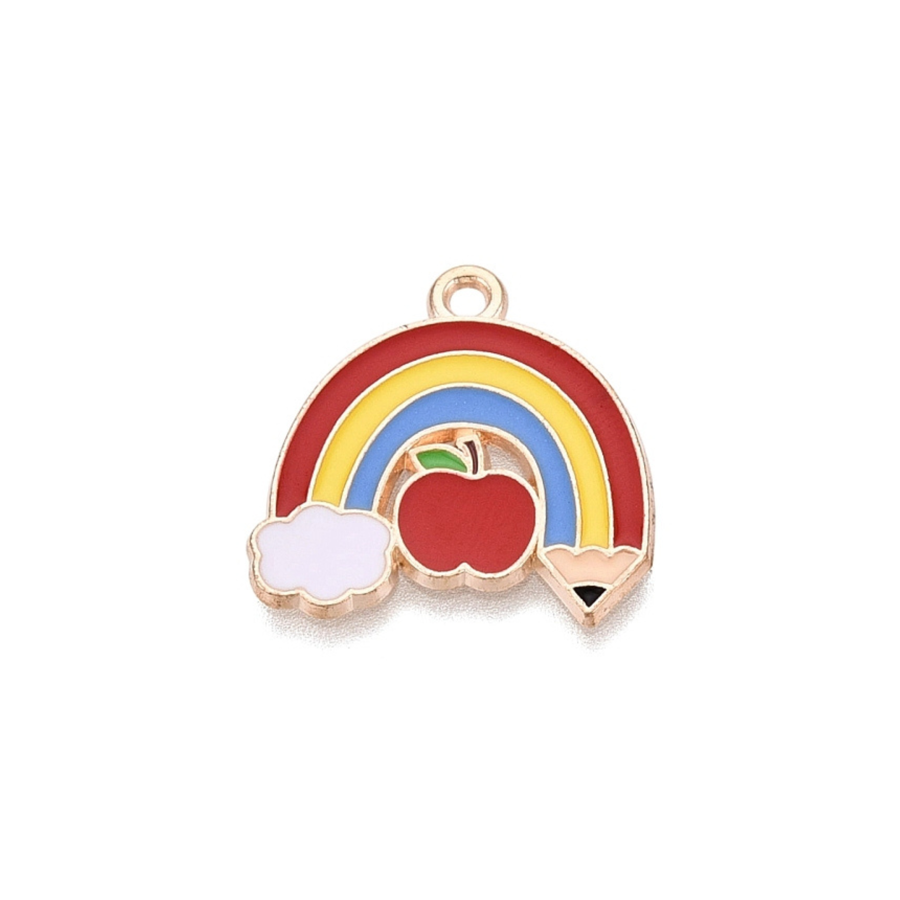 Gold Alloy Rainbow Pencil Charm
