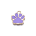 Gold Alloy Purple Paw Print Charm