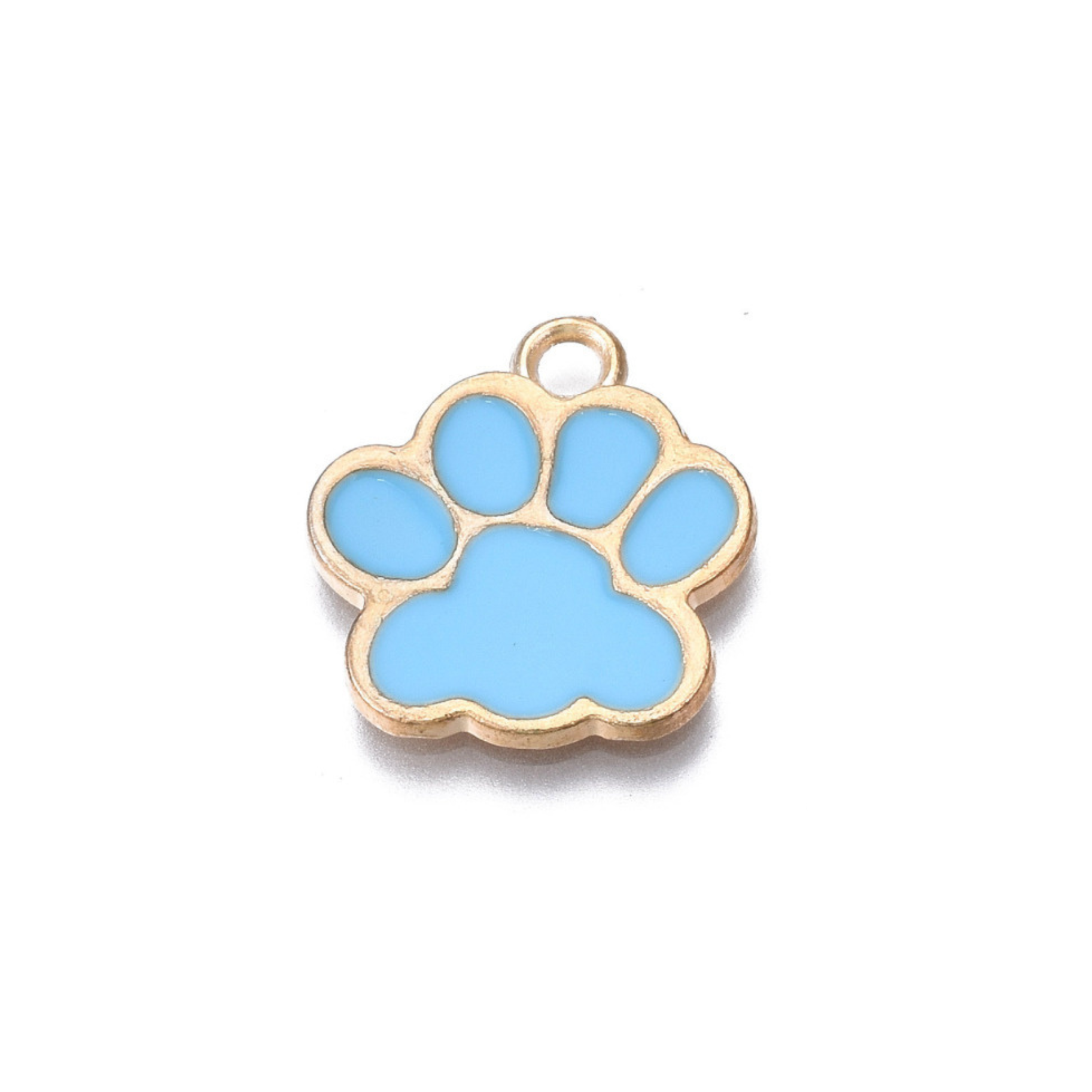 Gold Alloy Colorful Paw Print Charm
