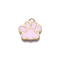 Gold Alloy Pink Paw Print Charm